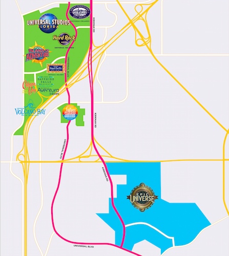 Mapa de los parques de Universal en Orlando